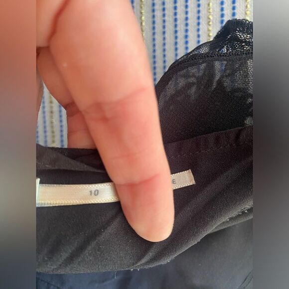 Kimchi Blue  Mini Dress Women Sz 10 Black  Embroidery Button Lace Sleeve Chiffon - Picture 3 of 16